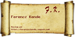 Ferencz Kende névjegykártya