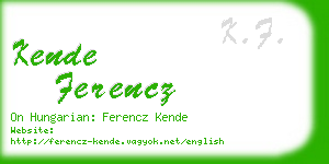 kende ferencz business card